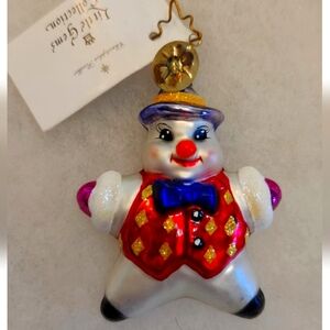 Christopher Radko Snow Star Snowman  Glass Ornament, Handpainted, Mint w/tag